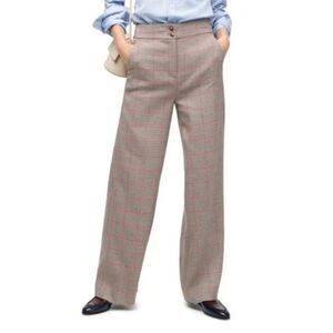 J. Crew Frankie Wide Leg Pant in Everyday Wool Rose Plaid Academia Prep Size 12P